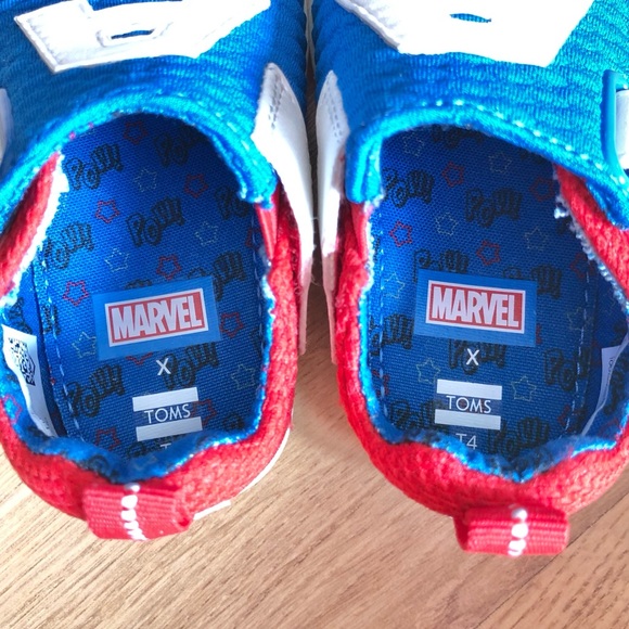 EUC TOMS Toddler Marvel Captain America Sneakers-Red, White and Blue - Picture 6 of 12